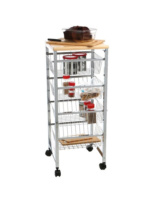 Mind Reader Stainless Steel Mobile Kitchen Cart, Bar Cart, Office Cart, Utility Cart