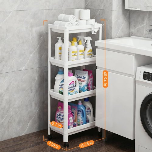 Moryimi Laundry Cart - Expandable Slim Storage Solution with Wheels | 4-Tier Organization for Laundry Room