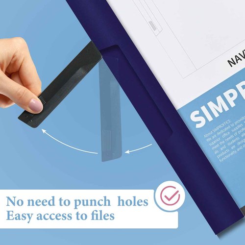 SIMPROFFICE 36 Pack Swing Clip Report Covers, Clear Front and Navy Blue Frosted Back, 9 x 11.4 Inches, Plastic Presentation Folders with Clip for Professional Use