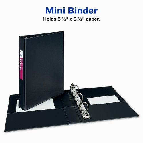 Avery Mini Binders, 5.5" x 8.5", 1 Inch Round Rings, Black, Durable Ring Binder, Label Holder, 6 Pack (27257)