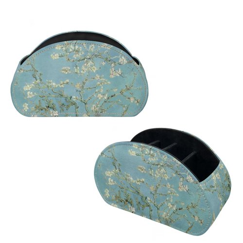 ZCFYGDX TV Remote Holder with 5 Compartments,Branches of an Almond tree in Blossom Print Office Desk Organizers,Nightstand Caddy,Storage for Eyeglasses/Cosmetic Brushs