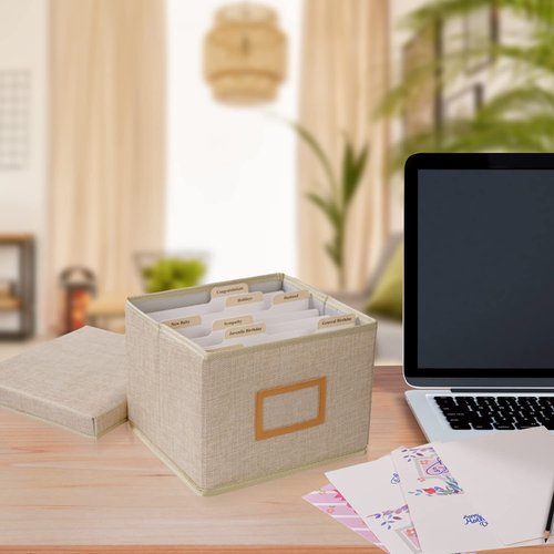 Lukeline Greeting Card Organizer and Storage Box with 15 Adjustable Dividers, Stores 140+ Cards, Suitable for Storing Greeting Cards, Envelopes, Stickers, Photos, Notecards and More