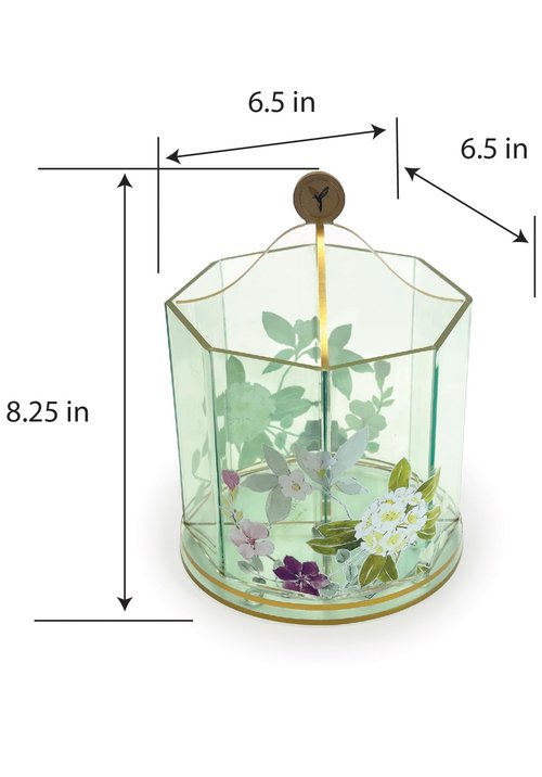 Papyrus Acrylic Pen Holder for Desk – Green Aqua Spinner Organizer with Double Sided Floral Prints – Small Desktop Stationary Organizer for Pens, Pencils, Markers, and More – Office Supplies