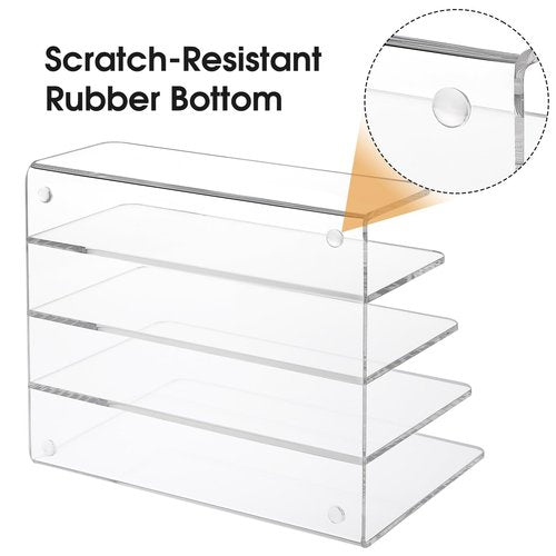 MaxGear Acrylic File Holder, 4 Section Desk Organizer for Envelopes, Letters, Documents, Notebooks, and Electronics, Clear Vertical File Sorter