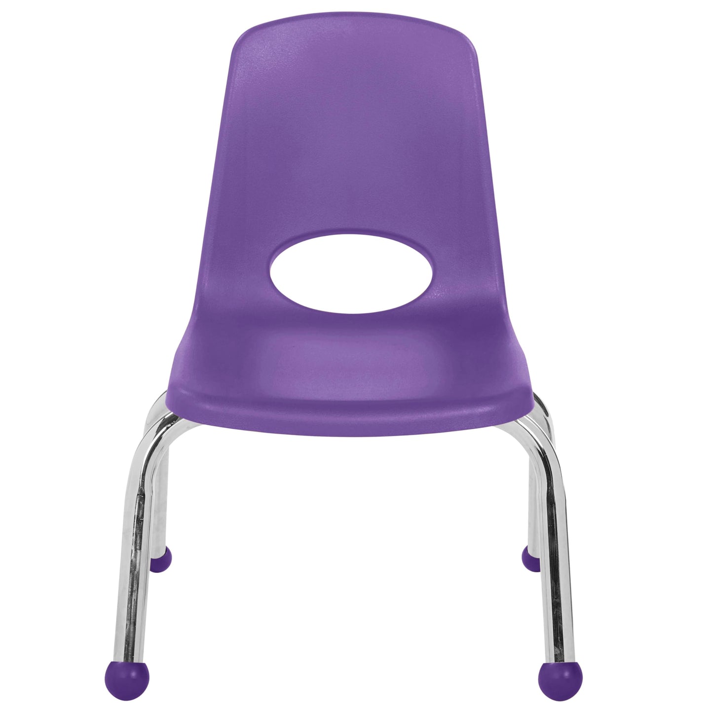 FDP 10" School Stack Chair,Stacking Student Seat with Chromed Steel Legs and Ball Glides For In-Home Learning or Classroom - Purple (6-Pack), 10355-PU