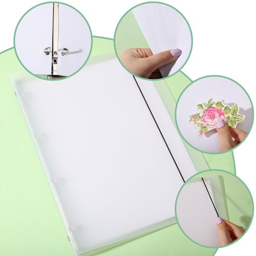 CHGCRAFT 40 Sheets Blank Release Paper Binder Notebook Paper Refills for Collecting Sticker Reusable Cover Sets with 2 Pcs Ropes for 6 Ring Sticker Organizer Binder Album Storage Book 9.3x7.1x1.2In
