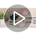 Beige SKYDUE 360° Rotating Plastic Desk Pen Organizer with 5 Slots - Office & Home