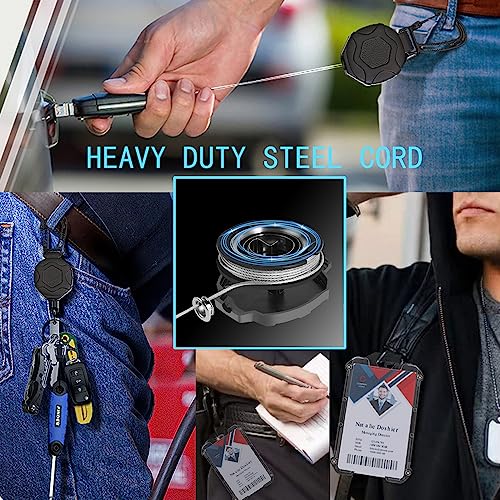 Black 2-Pack Heavy Duty Retractable Badge Reel with Carabiner & Card Holder
