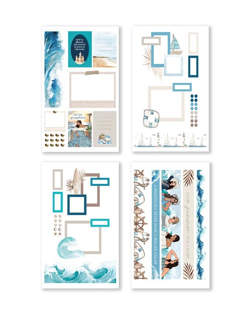Rongrong Nautical Summer Planner Stickers Book for Planners, Journals, Calendars and Scrapbooks – Hand Drawn Designs – 24 Pages – Beachy, Fun & Functional Summer Planning Stickers