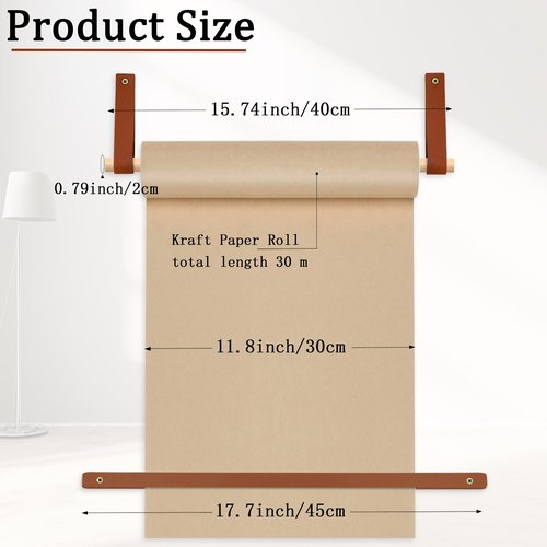Brown Butcher Paper Roll-11.8inch Paper Roll Dispenser 30 Meters Craft Roll Butcher Holder for Wall Decor, Artwork, to-Do Lists and Ideal for Ideas