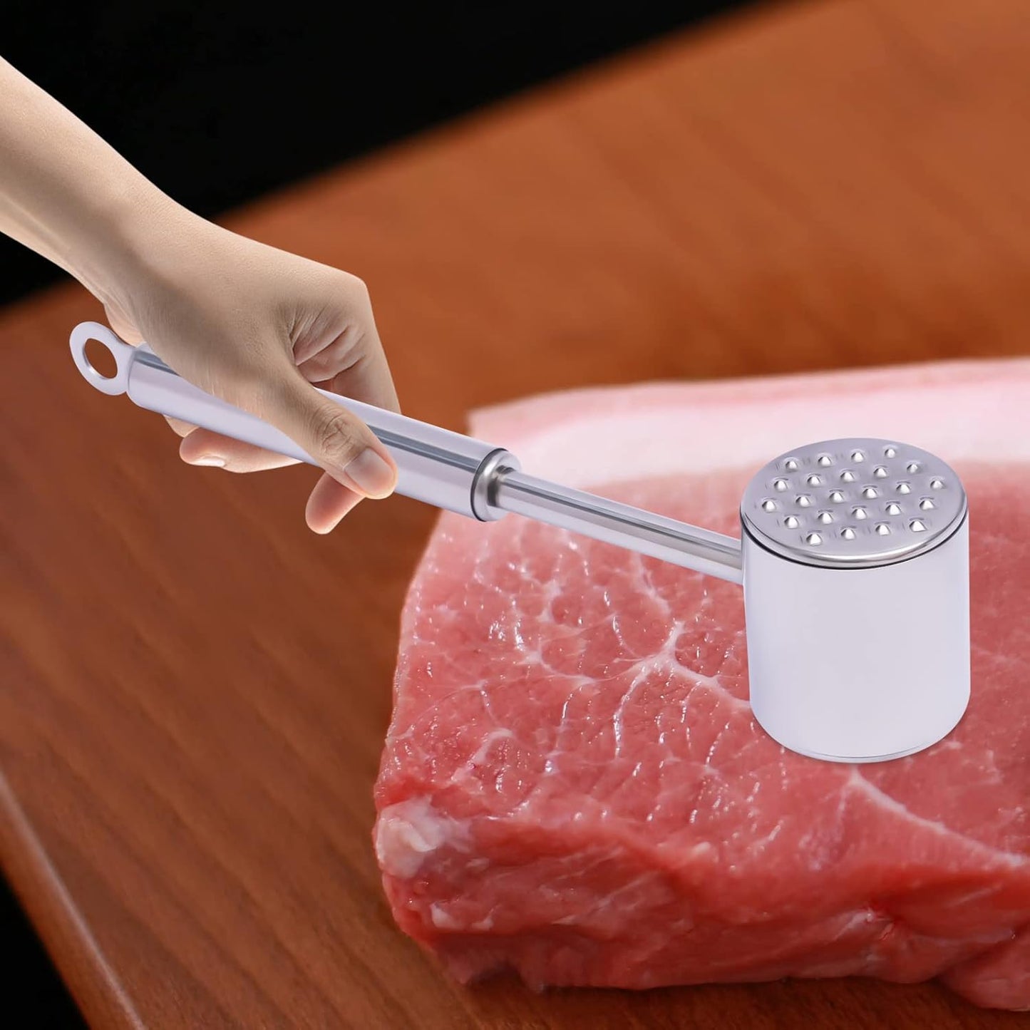 Skiennix Meat Tenderizer Hammer - Heavy-Duty Stainless Steel Mallet for Steak & Poultry | Dual-Sided Design