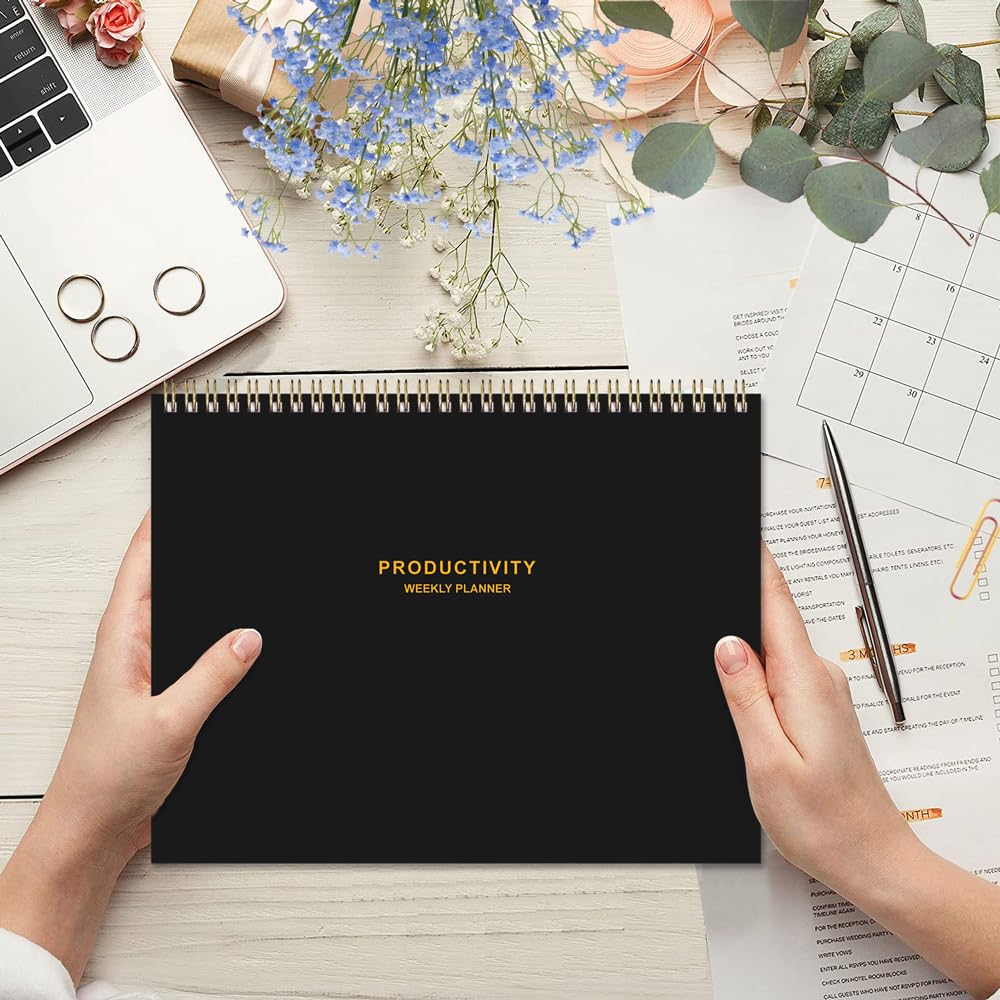 (3-Pack) Weekly Productivity Planner - 8.5" x 11" Dashboard Desk Notepad Has 6 Focus Areas to List Tasks for Goals, Projects, Clients, Academic or Meal-Organize Your Daily Work Efficiently, 54 Weeks