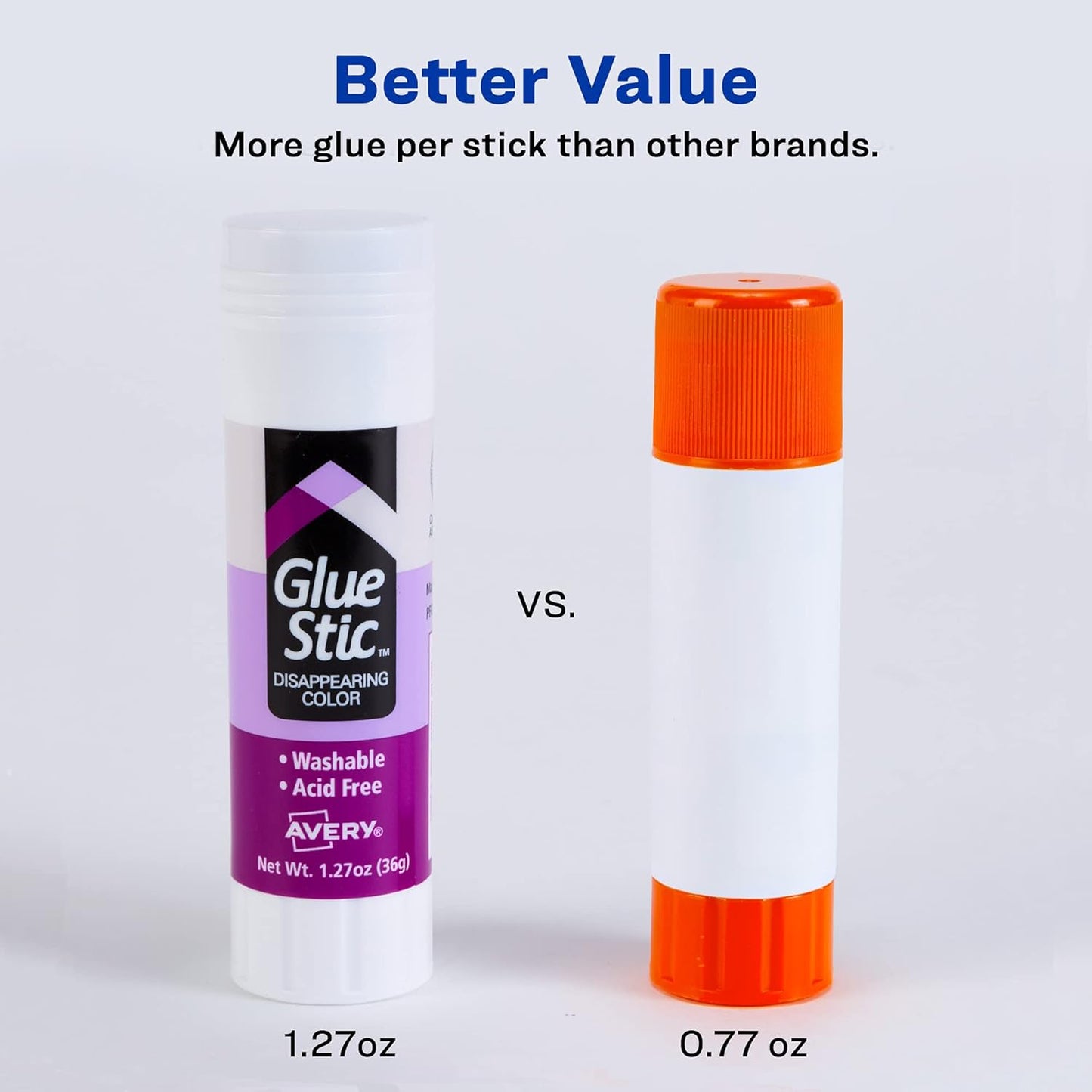 Avery Glue Stic - Disappearing Purple Washable Glue - 1.27oz, 6 Sticks Per Pack, 2-Pack Total 12