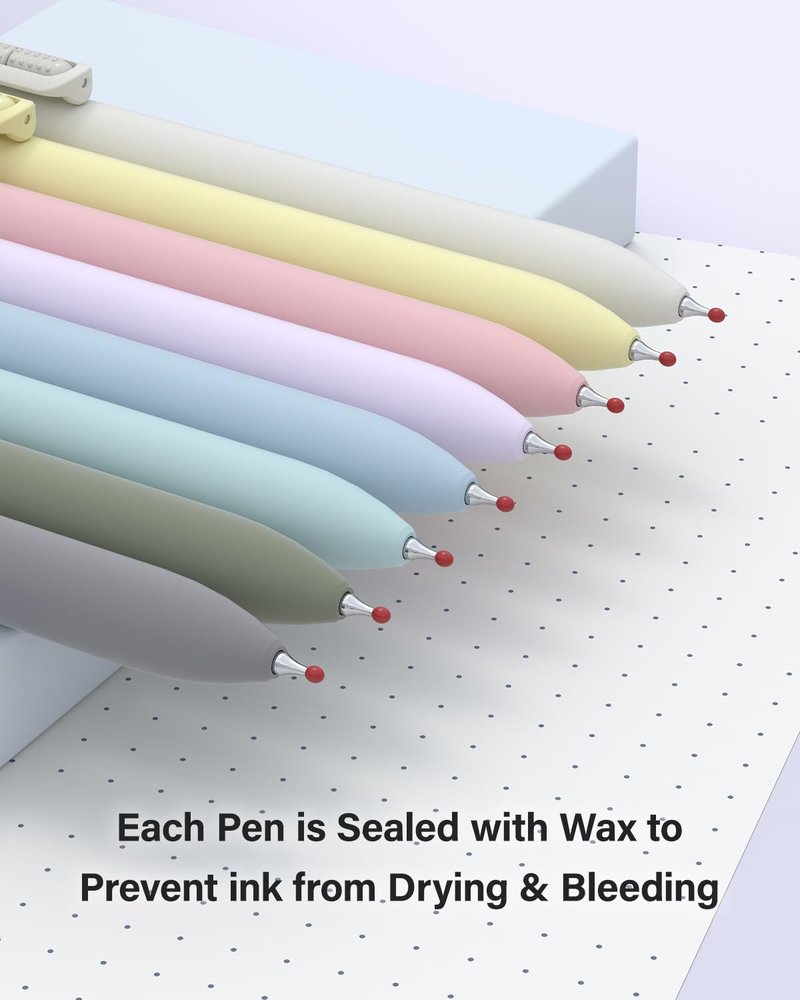 inkipen 8Pcs Gel Pens - 0.5mm Black Ink Pens Fine Point Smooth Writing, Quick Drying Journaling Pens, Cute School & Office Pens for Gift