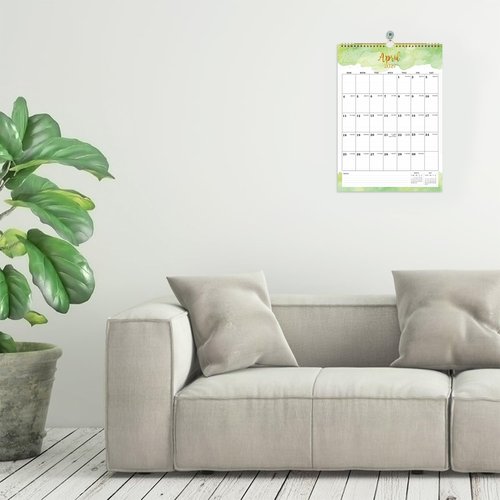 Colorful Waterink Wall Calendar 2026-2027 | 18-Month Twin-Wire Binding, 12" x 17" Size, Hanging Hook