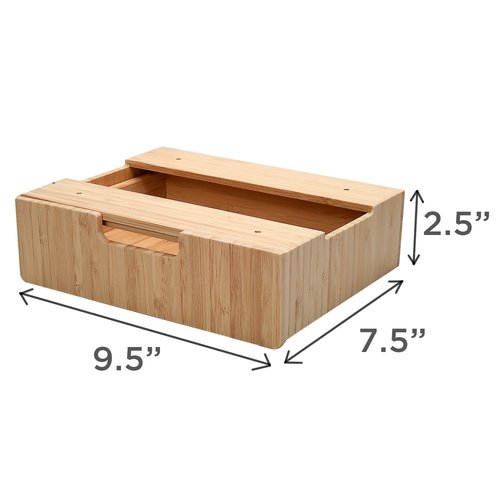 Bamboo Mountable Drawer for Under Desk, Office Supply Storage for Pens Pencils Paper & More 9.5 x 7.5 x 2.5 INCHES (Inner Drawer Height: 1.25 IN)