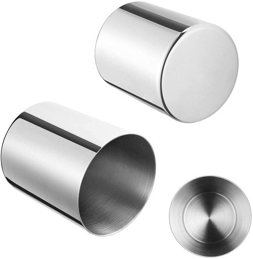 2 Packs Silver Pen Holder for Desk, SUS304 Stainless Steel Heavy Duty Pen Holder Stand,Cylinder Pencil Holder,Desktop Stationery Organizer