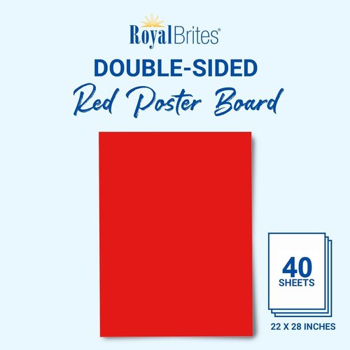 Red Poster Board, Premium 2-Sided 22x28 Poster Board for School Projects, Arts & Crafts, Water & Fade Resistant Posterboard for Signs & Presentations, 40 Count