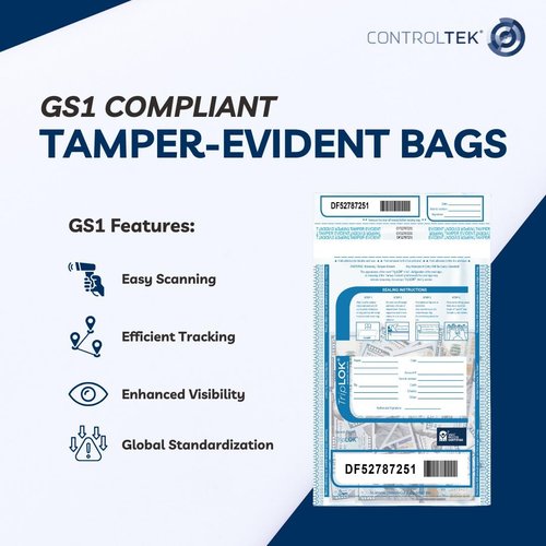 ControlTek TripLok 15" x 20", Clear, 50 Bags Tamper-Evident Deposit Bags for Cash Handling & Valuables, Moisture, Heat and Cold Sensitive Ink, Tear-off receipt + Large Barcodes 585048