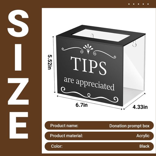 LYLHZRMDGC Acrylic Tips Jar Money Storage Container, Tip Box for Bartender Bars Restaurants Musicians, 6 x 4 x 5 Inch Donation Raffle Suggestion Box, Send Goods from Local Warehouse