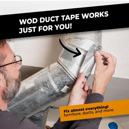 WOD DTC10 Advanced Strength Industrial Grade Black Duct Tape, 12 inch x 60 ft. Waterproof, UV Resistant For Crafts & Home Improvement