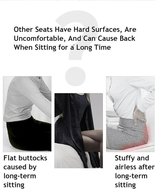 Memory Foam L-Shaped Integrated Seat Cushions, Non Slip Seat with Back Lumbar Support (Black)
