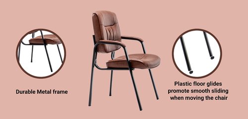 BTEXPERT Brown Leather Office Executive Waiting Room Guest Reception Side Conference Chair, BB5046BR