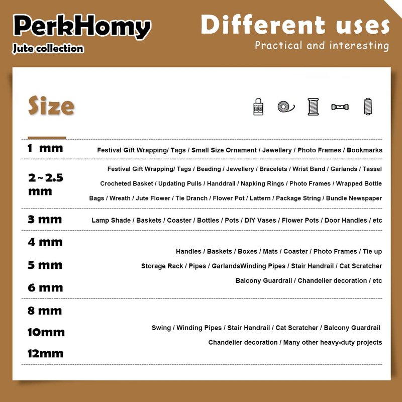 PerkHomy 1100FT Jute Twine String 2mm 3ply Natural Thin Twine for Craft Gardening Gift Wrapping Packing Material Wedding Christmas Decoration Bulk