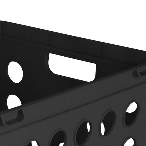 DqOasd File Crate, Stackable Plastic Storage Bin with Handles,Organize Files at Home, Garage, Office, School, Black