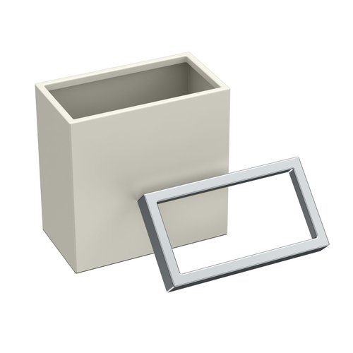 Gatco Modern Rectangle Wastebasket, Matte Pearl and Chrome Combo - Stainless Steel Trash Can with Removable Lid, Leakproof, 3 Gallon Capacity for Bathroom, Bedroom, Kitchen, or Office