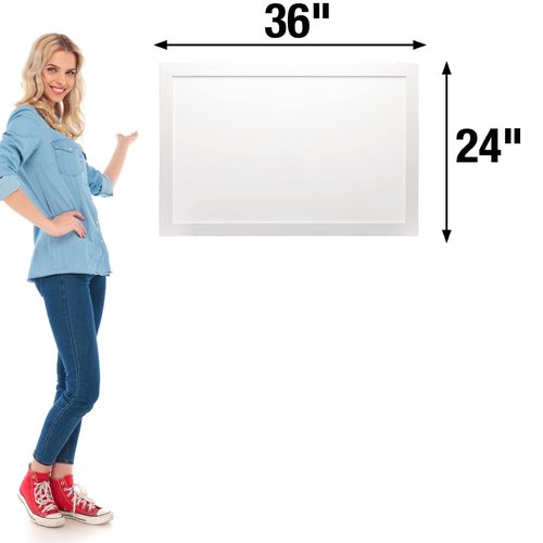 Excello Global Products White Wooden Magnetic Dry Erase Whiteboard, 24"x36"