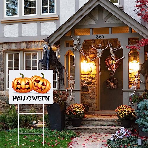 Therwen 30 Pcs H Stake for Yard Sign 24'' x 10'' Metal Heavy Duty H Frame Lawn Wire Stake Weatherproof Metal Sign Holder Bulk for 4mm 5mm Corrugated Signs Board Guidepost Yard Garden Halloween Decor