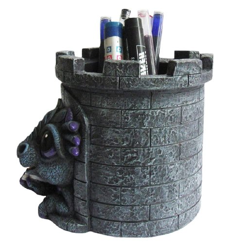 World of Wonders Dreamland Dragon Castle Pen Holders Caddy (Onyx) Fantasy Home Office Decor Desk Organizer