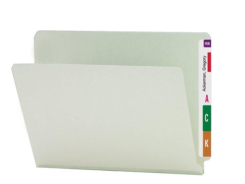 Smead End Tab Pressboard File Folder, Straight-Cut Tab, 1" Expansion, Letter Size, Gray/Green, 25 per Box (26200)