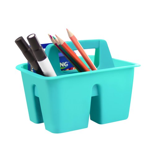 Storex Mini Classroom Caddy, Multipurpose Classroom Organizer with Handle, Teal, 12-Pack (01065U12C)