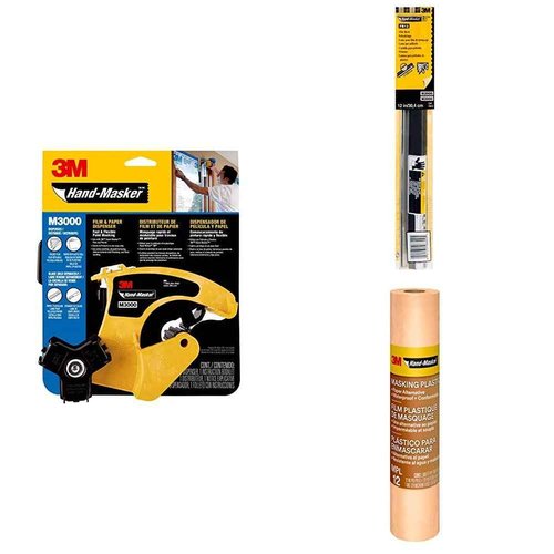 3M Hand-Masker Film & Tape Dispenser & 12-Inch Film Blade & Masking Plastic, 12 in x 120 yd, 1 roll