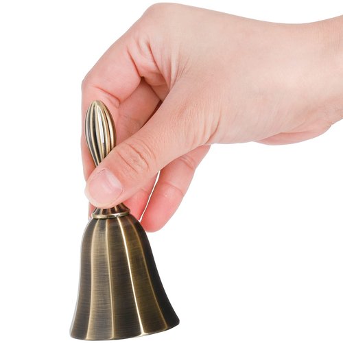 AVLA 3 Pack Hand Bell, 1.7" Loud Call Bell, Brass Dinner Wedding Bell, Steel Antique Alarm Handbell for Classroom, Temple, School, Game, Pet Feeding, Home Decor, Hotel Service, Jingle, Ringing