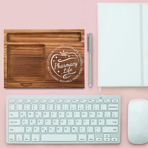Pharmacy Life Wooden Sticky Note Holder – Heart-Themed Pharmacist Appreciation Desk Organizer, Thoughtful Gift for Pharmacy Staff, WSH37