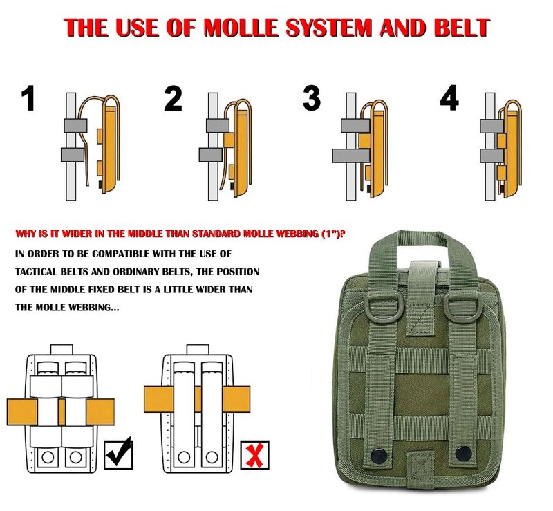 TANSOLE TAN SOLE first aid kit bag empty Molle ifak pouch emt tactical medical pouch med rip away belt pouch small rescue tool pouches (OD)