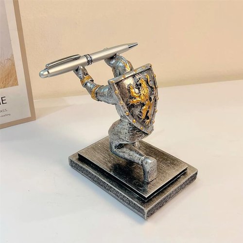 AMJUDOT Knight Pen Holder Shield Soldier Knight Pen Holder Desk Organizers Pencil Holder(Iron