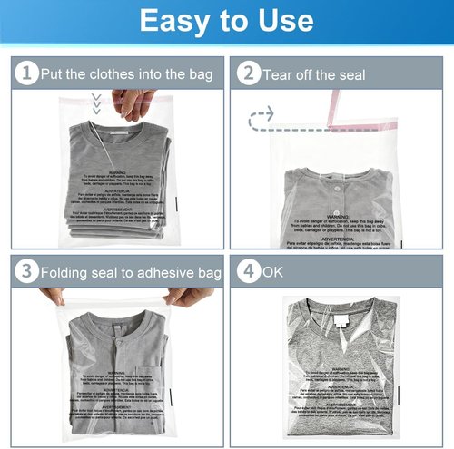 Clear Cellophane Bags - 10x13 Inch Resealable OPP Plastic Packaging for Clothing | 100 Count with Vent Holes