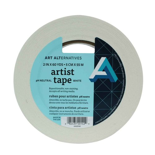 Art Alternatives White Artists Masking Tape 2" X 60 yds - pH Neutral, Repositionable