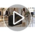Luxitero 47in Reception Desk with Counter – Modern Black Front Desk