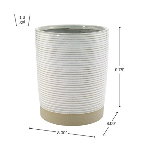 Avanti Linens - Waste Basket, Decorative Trash Can, Ribbed Style Home Decor (Drift Collection)