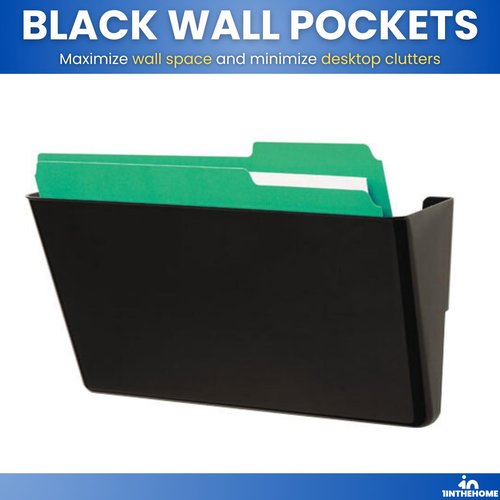 1InTheHome Single Pocket Black Wall File, Letter Size