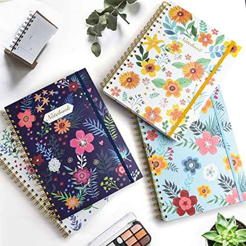 Coopay 8 Pack B5 Spiral Notebook Journal for Women, College Ruled Composition Notebooks Hardcover Spiral Journal, Cute Blooming Floral, Office School Business Supplies, 10.2" x 7.5", 160 Page