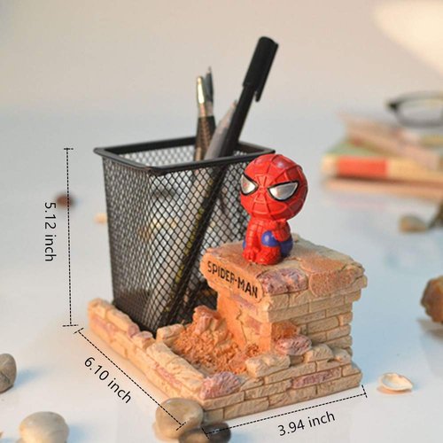 BREIS Spiderman Pen Holder, Creative Novelty Office Desk Decorations Man boy Girls Gadgets Stationery Storage Box Unique Gifts for Spiderman Fans (Red-A)
