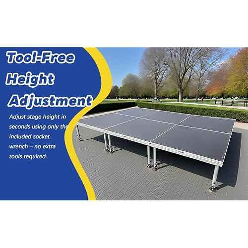 Hisonic PS02 4 X 4 Portable Stage Platform Modular System with Height Adjustable Riser (24" - 39")