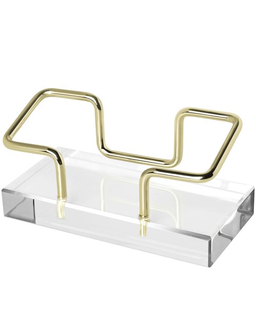 Leicraft Crystal Business Card Holder for Desk, Modern Card Organizers and Office Desk Accessories for Men and Women (Golden)