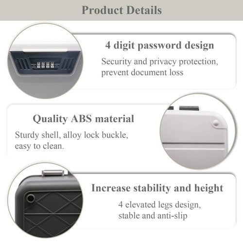 YXQ Lockable Storage Container Bin, 2.3 Gallon Small Capacity Plastic Portable Home Travel Safe Storage for Important Documents File Organizer, Gray